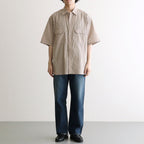 Hard Twist Chambray Work Shirt S/S #Beige [bROOTS26S4]