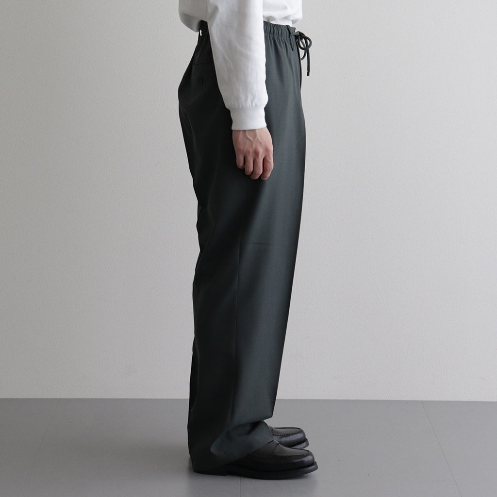 ORGANIC WOOL 2/80 TROPICAL CLASSIC FIT EASY PANTS #OLIVE [A24A-14PT01C]