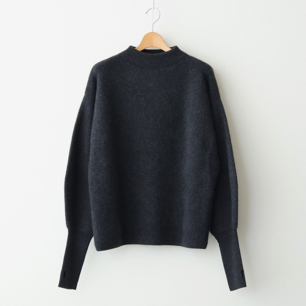 CASHMERE FOX FINGERHOLE BOAT NECK #CHARCOAL [BN-25FL-041]