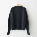 CASHMERE FOX FINGERHOLE BOAT NECK #CHARCOAL [BN-25FL-041]