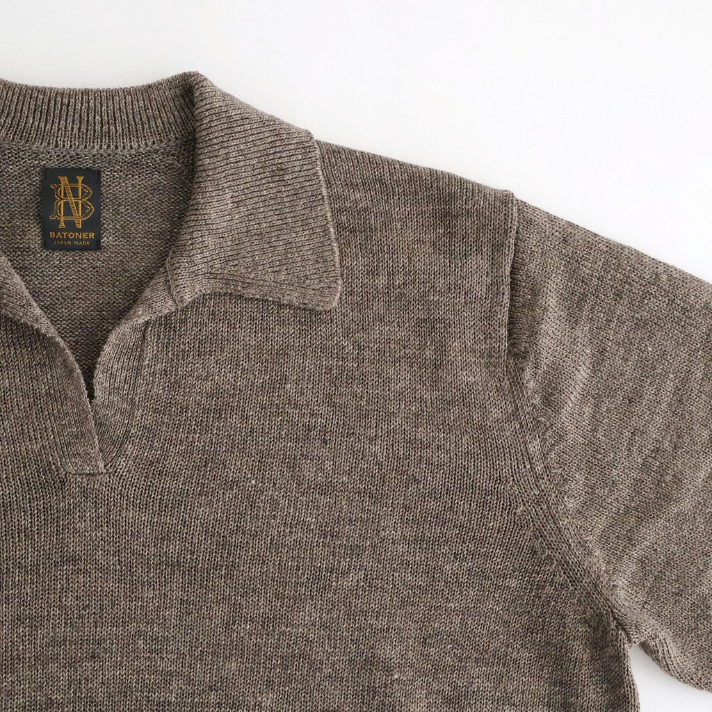 WASHED HIGH COUNT LINEN SKIPPER #BROWN [BN-26SL-015]