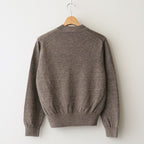 WASHED HIGH COUNT LINEN CREW NECK #BROWN [BN-26SL-013]