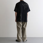 ORIGINAL PRINTED OPEN COLLAR SHIRTS (ANIMAL DRAWING) Short-sleeve #BLACK [261OJ-SH22]