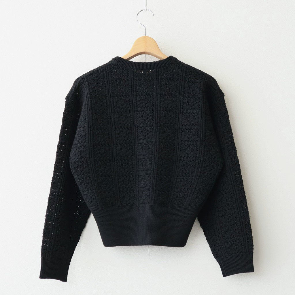 GRASSY LACE CREW NECK CARDIGAN #BLACK [BN-26SL-029]