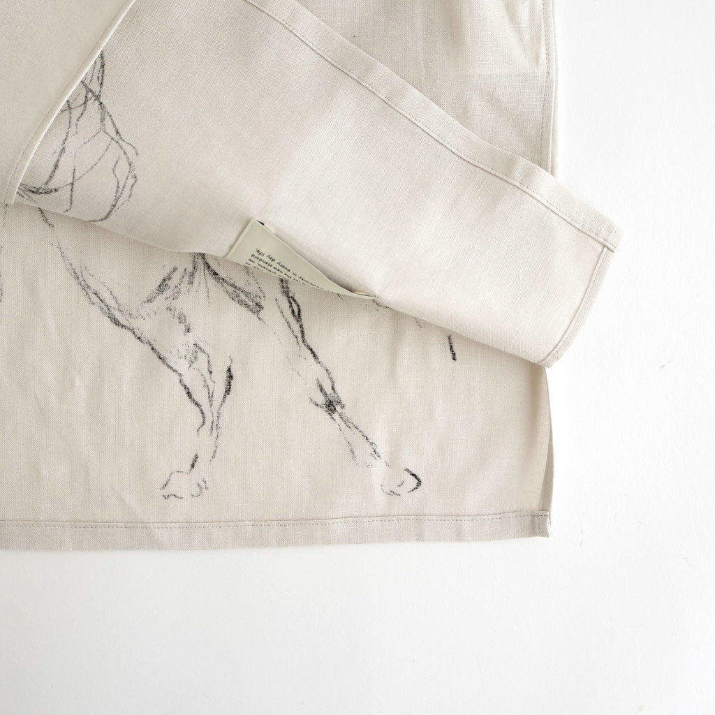 ORIGINAL PRINTED OPEN COLLAR SHIRTS (ANIMAL DRAWING) Short-sleeve #IVORY [261OJ-SH22]