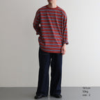 BORDER LONG SLEEVE TOP #N.REDxSAX [PMAT-CL02]