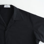 FLY FRONT OPEN COLLAR S/S SHIRT #CHAMBRAY BLACK [M26A11SH02B]