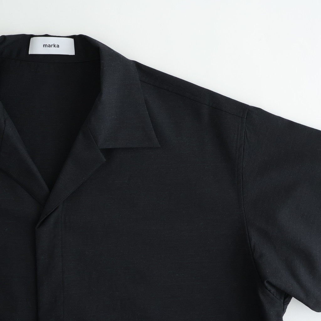 FLY FRONT OPEN COLLAR S/S SHIRT #CHAMBRAY BLACK [M26A11SH02B]