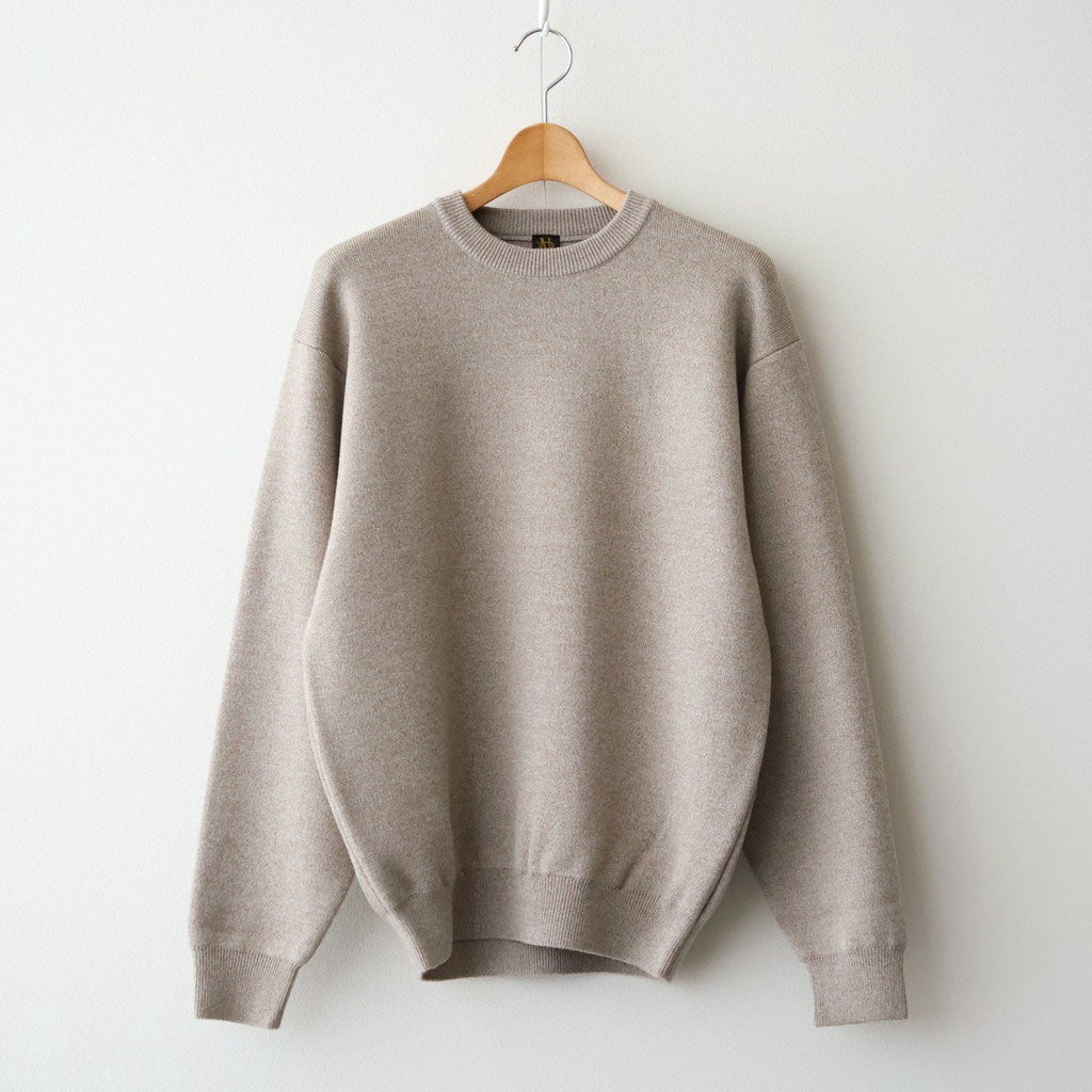 SOLID WOOL SMOOTH CREW NECK #IVORY×BEIGE [BN-26FM-056]