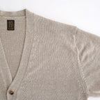 WASHED HIGH COUNT LINEN V NECK CARDIGAN #NATURAL [BN-26SM-021]