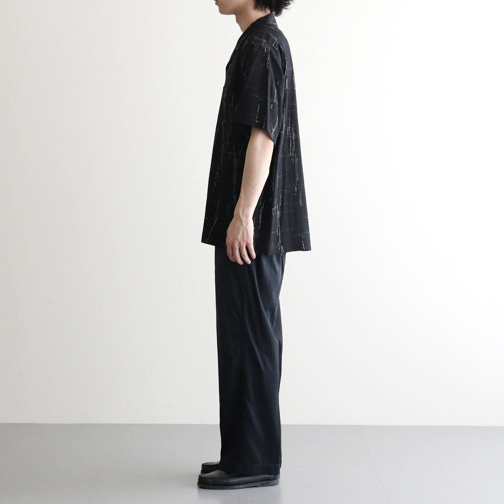 ORIGINAL PRINTED OPEN COLLAR SHIRTS (KASURI) Short-sleeve #BLACK [261OJ-SH20]