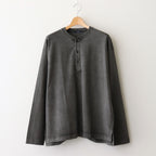 OPEN END COTTON PIGMENT DYE HENRY NECK P/O #020 CHARCOAL [17052 66024]