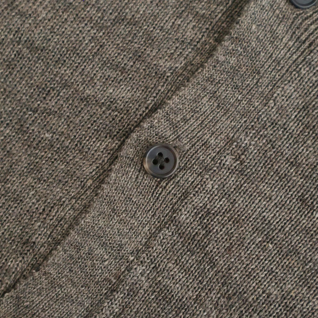 WASHED HIGH COUNT LINEN V NECK CARDIGAN #BROWN [BN-26SM-021]
