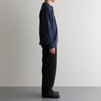 WASHED HIGH COUNT LINEN POLO #NAVY [BN-25SM-023]
