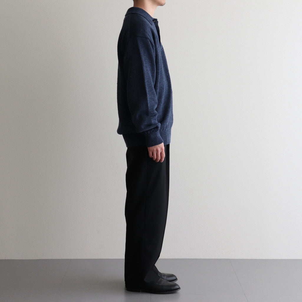 WASHED HIGH COUNT LINEN POLO #NAVY [BN-25SM-023]