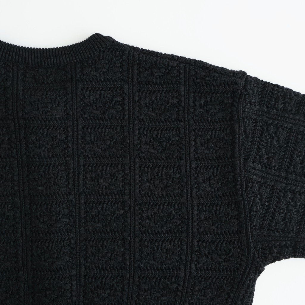 GRASSY LACE CREW NECK CARDIGAN #BLACK [BN-26SL-029]