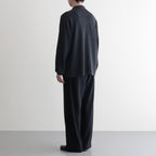 SOLID WOOL RIB POLO ZIP UP CARDIGAN #CHARCOAL BLUE [BN-25FM-044]