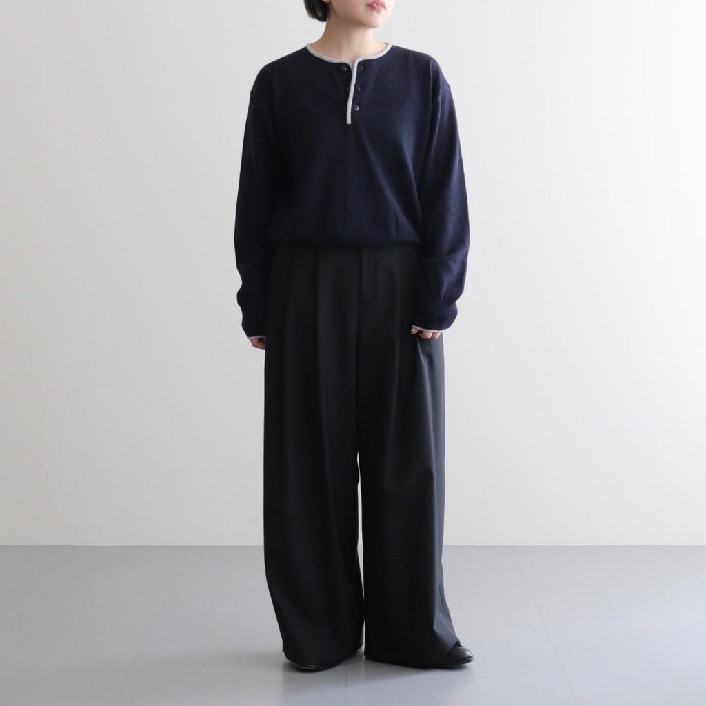 羊绒亨利领衫 - Diffusion 独家款 #海军蓝×浅灰色 [NEP-AW2520B]