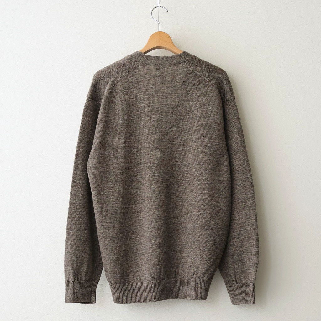 WASHED HIGH COUNT LINEN V NECK CARDIGAN #BROWN [BN-26SM-021]