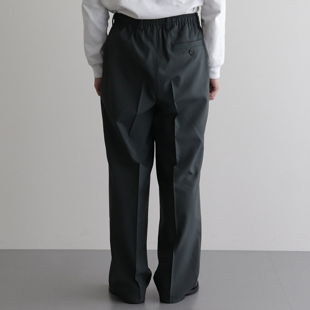 ORGANIC WOOL 2/80 TROPICAL CLASSIC FIT EASY PANTS #OLIVE [A24A-14PT01C]