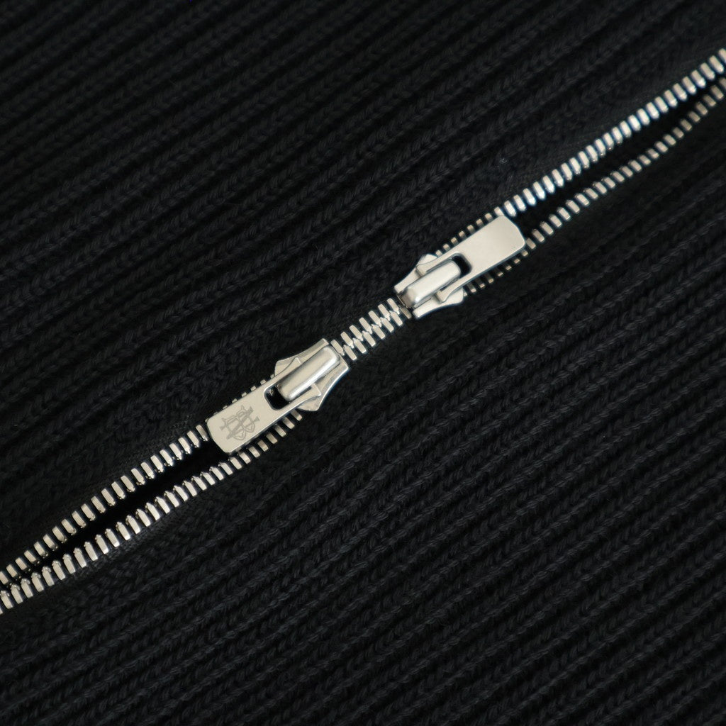 SOLID WOOL RIB POLO ZIP UP CARDIGAN #BLACK [BN-25FM-044]