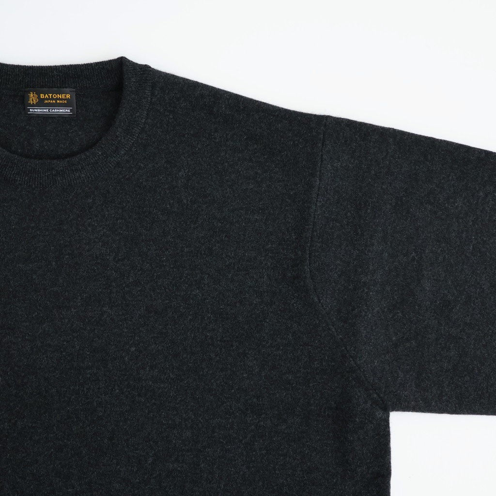 SUNSHINE CASHMERE CREW NECK #HEATHER BLACK [BN-26FM-057]