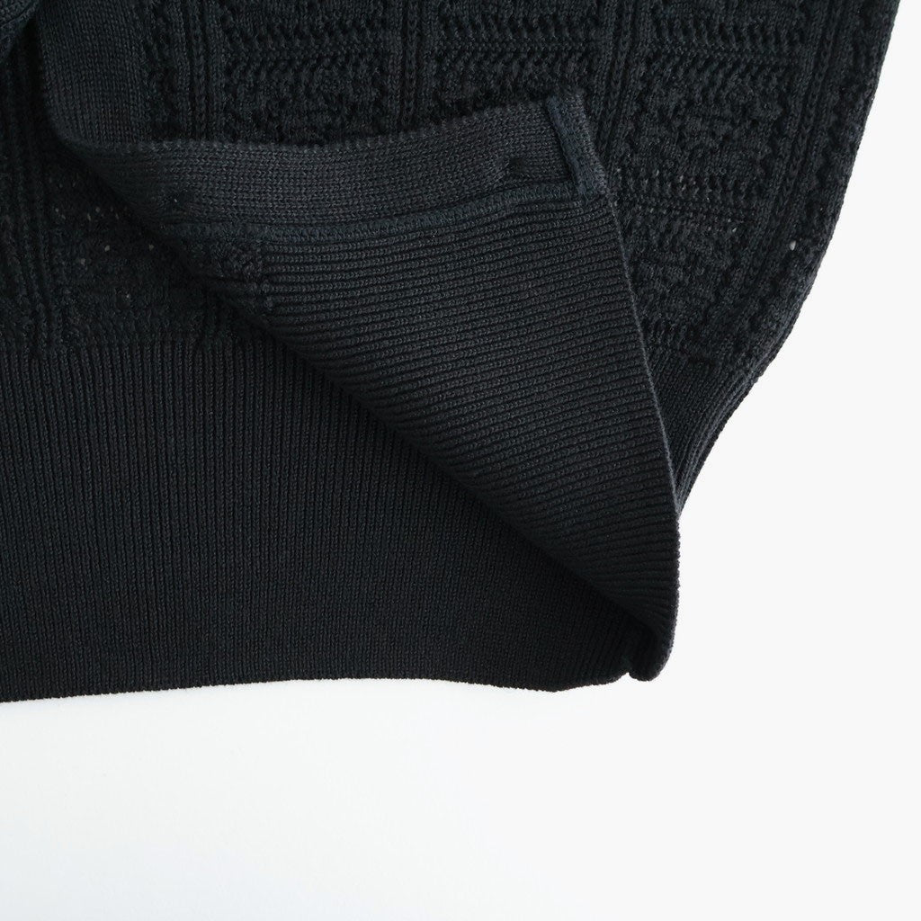 GRASSY LACE CREW NECK CARDIGAN #BLACK [BN-26SL-029]