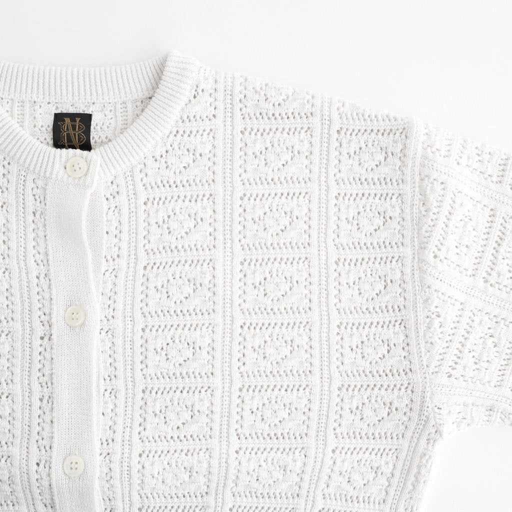 GRASSY LACE CREW NECK CARDIGAN #WHITE [BN-26SL-029]