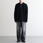 32G SMOOTH WOOL POLO HALF ZIP #BLACK [BN-25FM-021]