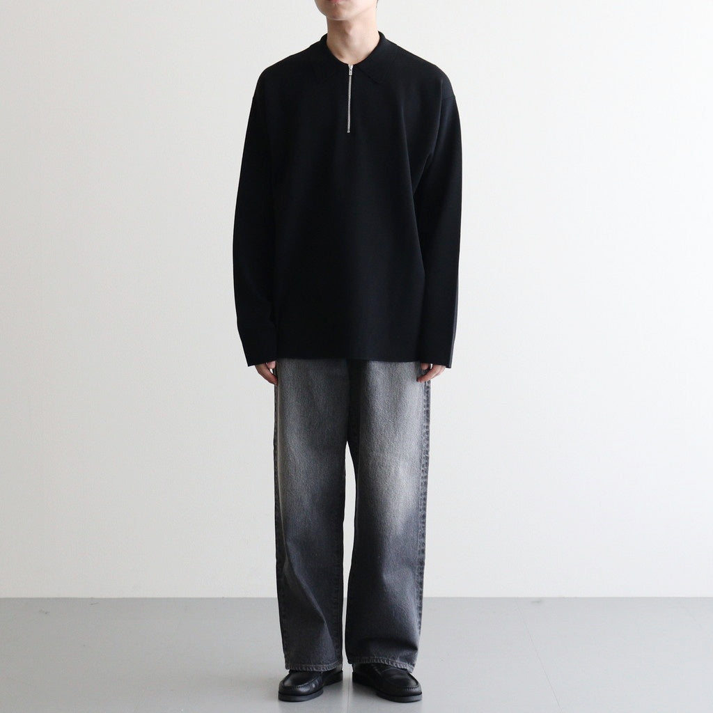 32G SMOOTH WOOL POLO HALF ZIP #BLACK [BN-25FM-021]