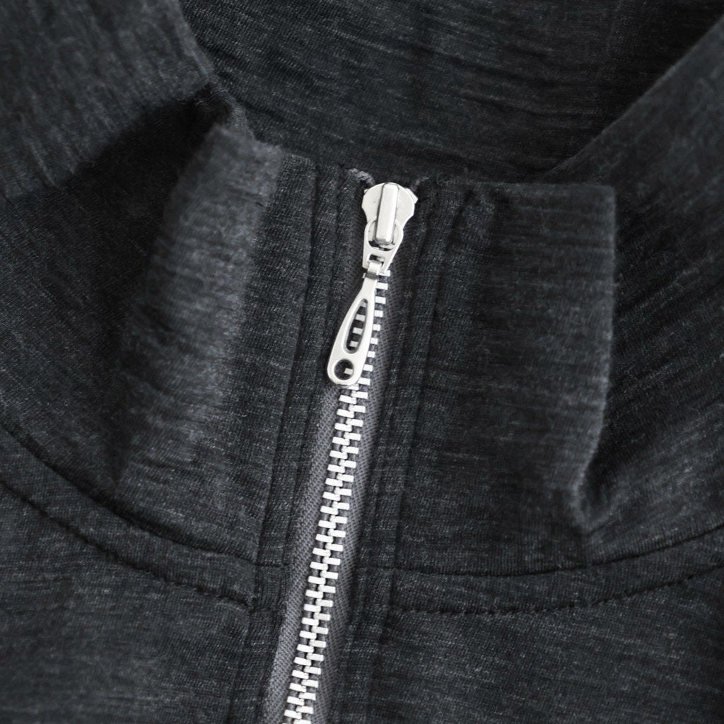 Light Merino Wool Half Zip Sweater #Charcoal Grey [6061-1202]
