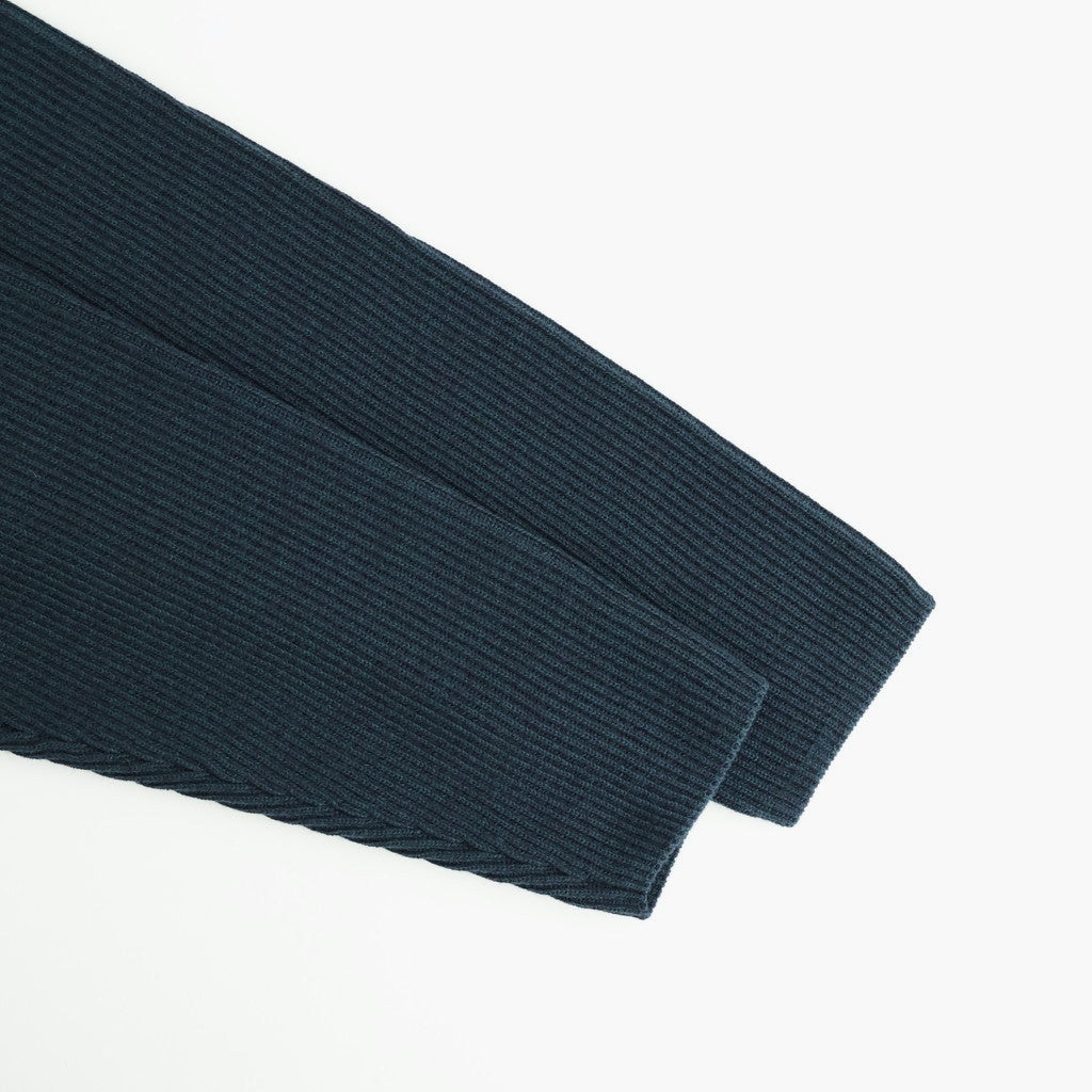 SOLID WOOL RIB CREW NECK #DARK GREEN×NAVY [BN-25FM-042]