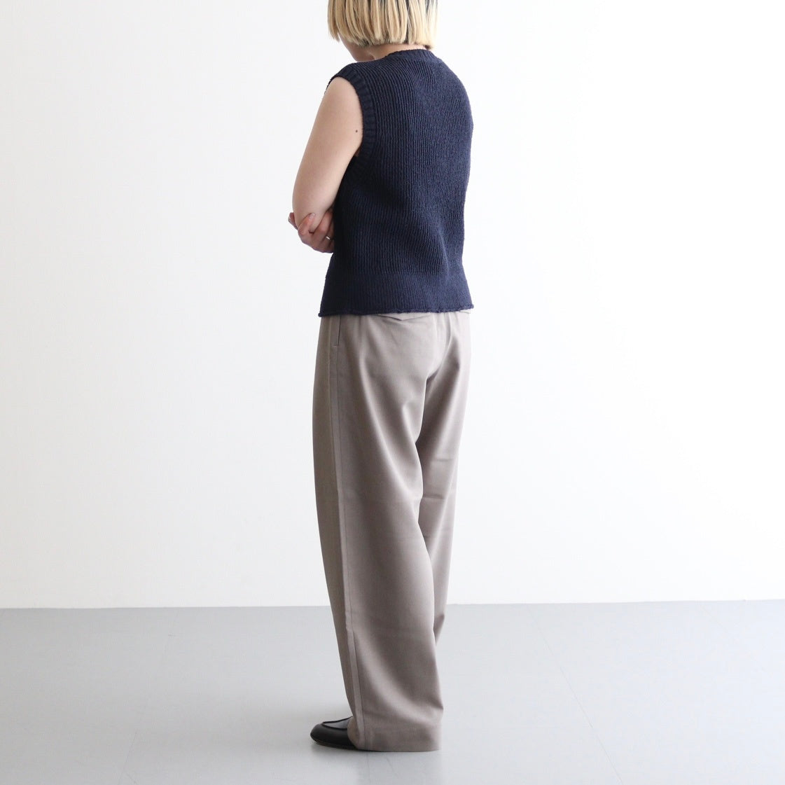 Cotton Snarl Yarn Knit Vest #NAVY [NEP-SS2533W]