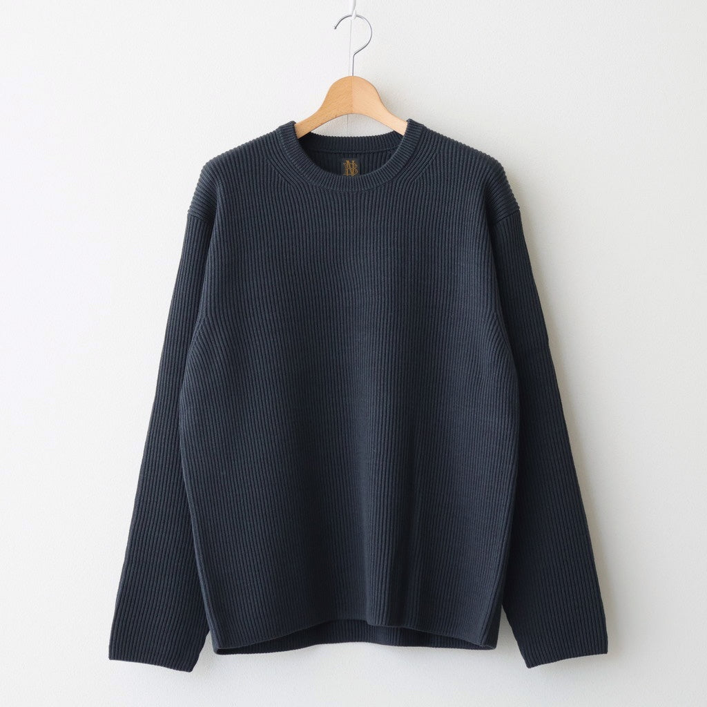 SOLID WOOL RIB CREW NECK #CHARCOAL BLUE [BN-25FM-042]