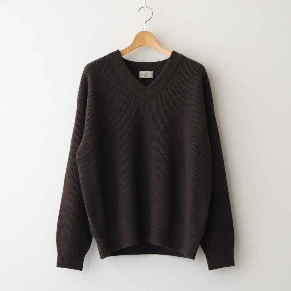 Yak Washi V-neck #Brown×Navy [NEP-AW2518UNI]