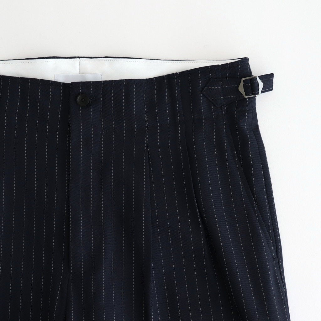 TWO TUCK MILITARY TROUSERS #NAVY STRIPE [M25C07PT01C]