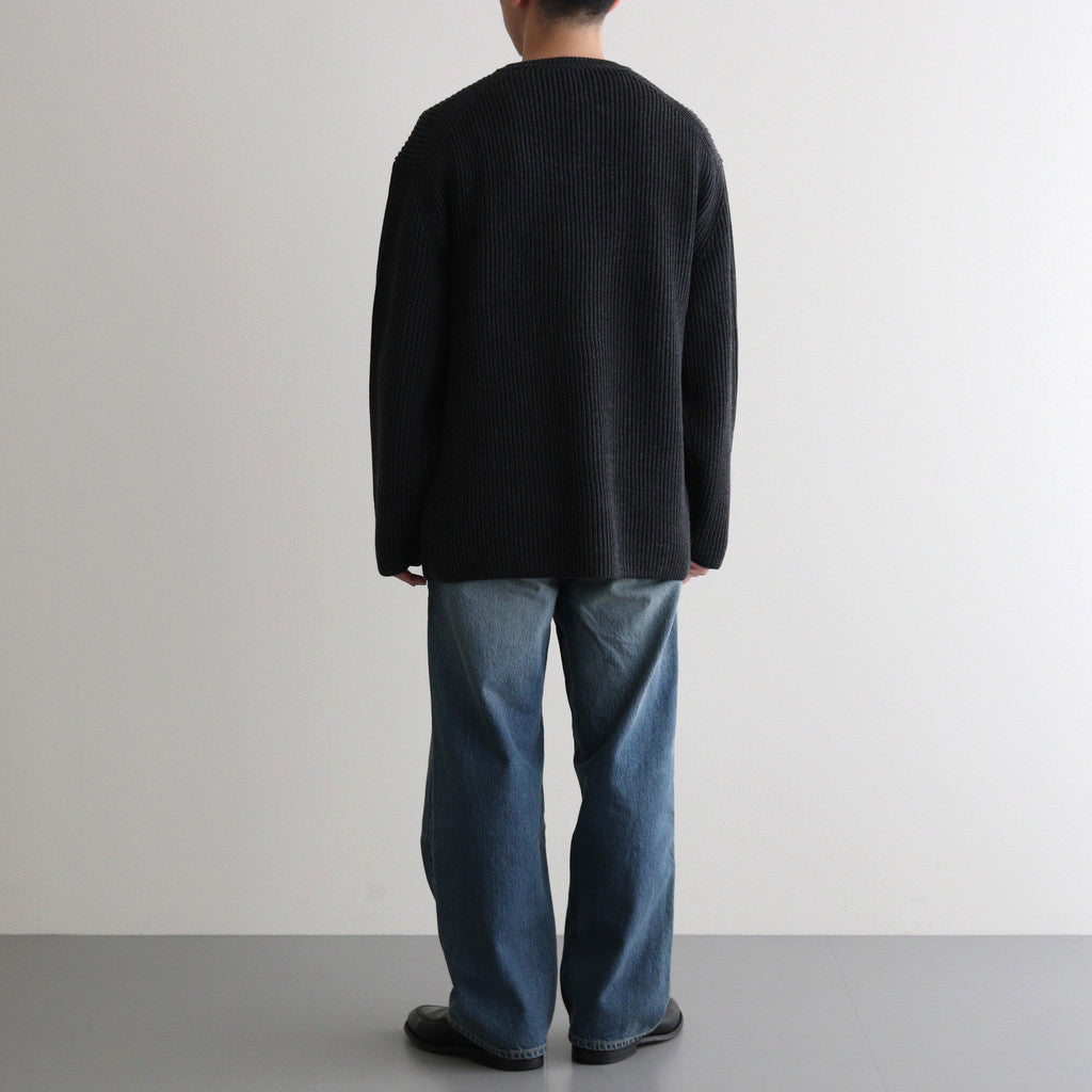 SOLID WOOL RIB CREW NECK #CHARCOAL [BN-24FM-042]