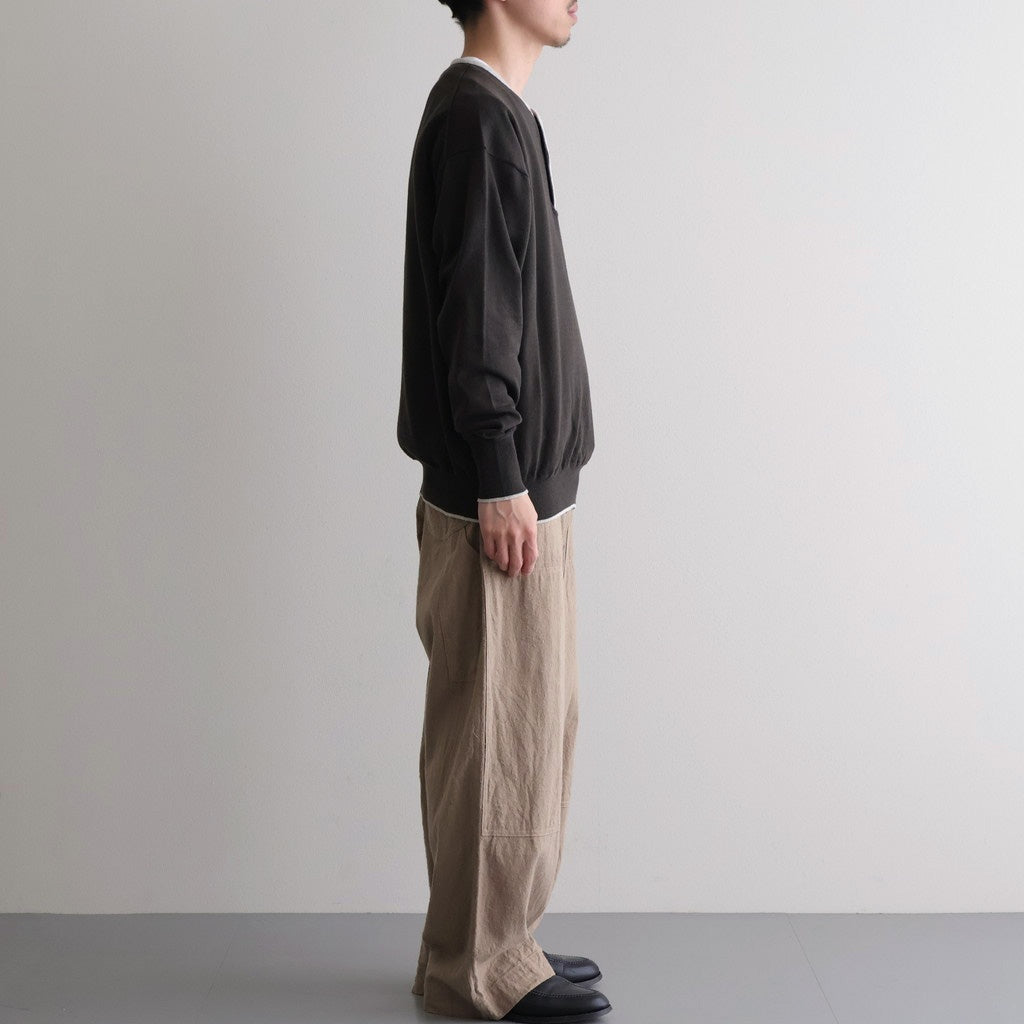 Cotton Silk Henleyneck #Charcoal [NEP-SS2627]