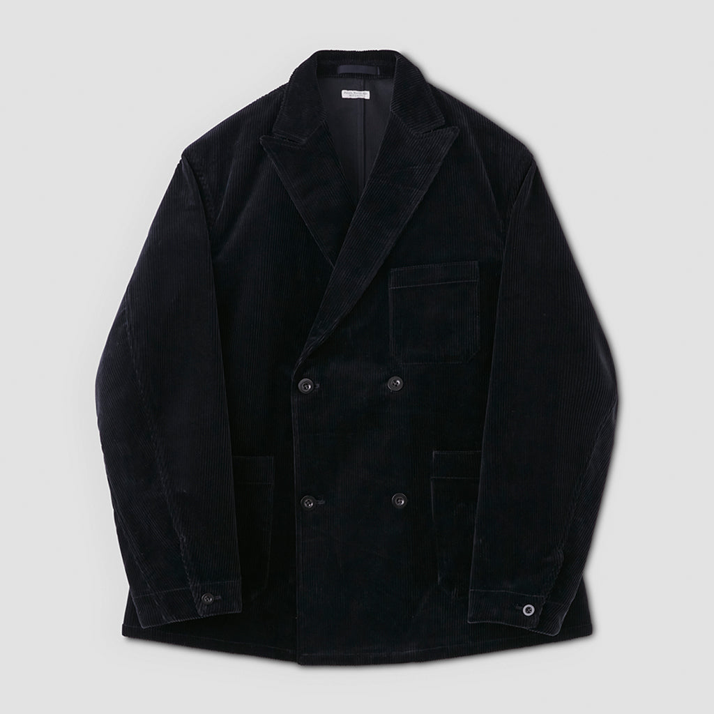 CORDUROY DOUBLE-BREASTED JACKET #GRAYISH NAVY [PMAQ-SJ04]