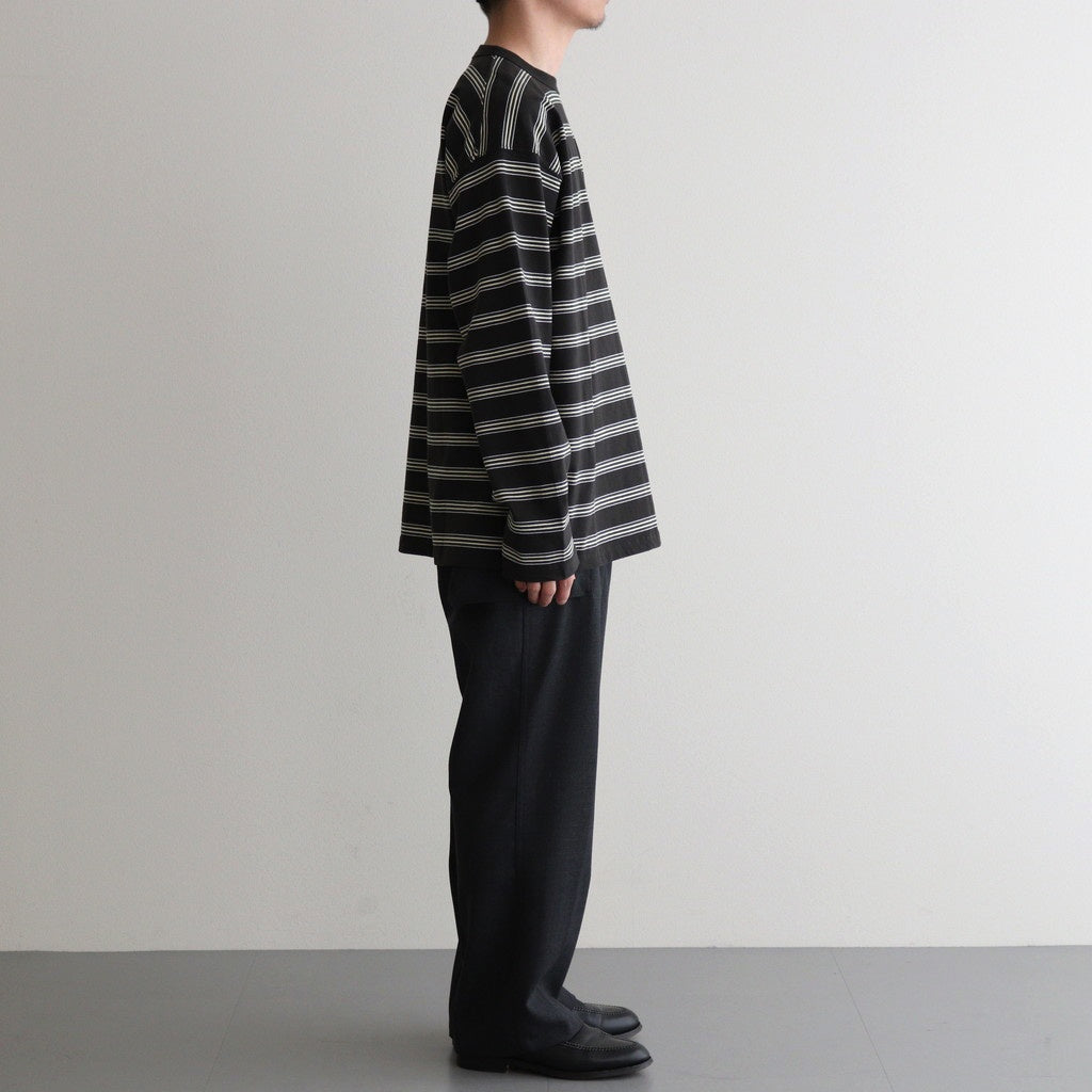 HOPSACK WIDE POCKET TROUSERS #CHARCOAL [PMAT-PT06]
