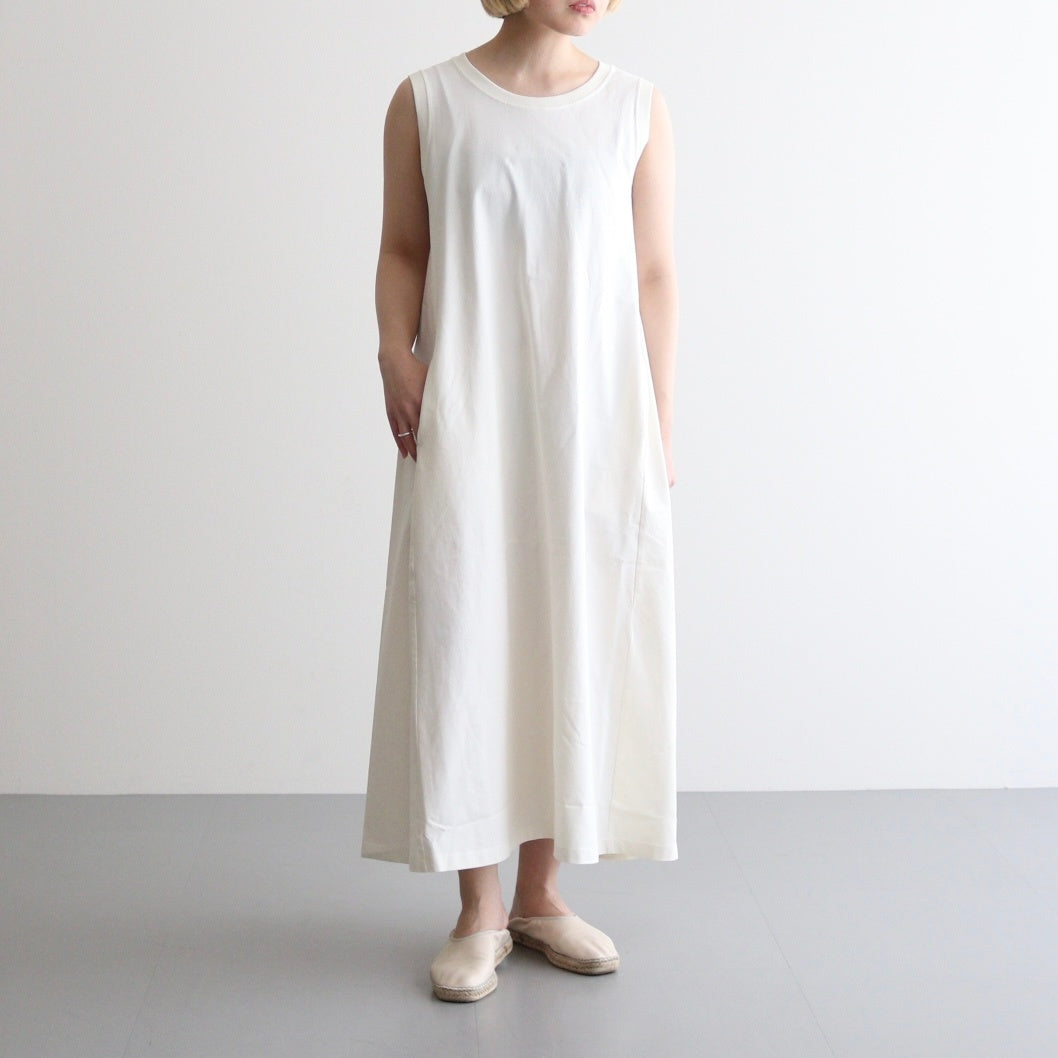 Cotton Jersey Sleeveless Flared Dress #Ivory [N25SF060]