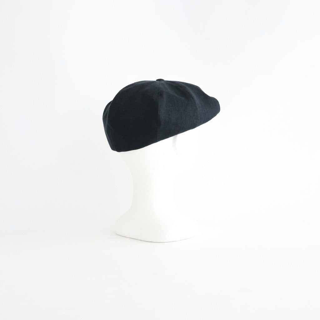 LINEN HERRINGBONE PEAKED CAP #BLACK [261OJ-HT02]