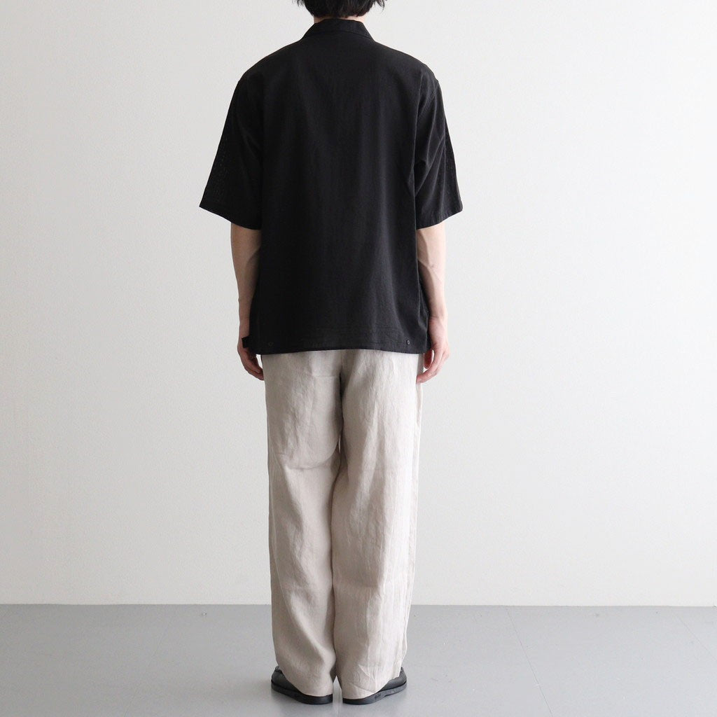 OPEN COLLAR S/S SHIRT #BLACK [M26A16SH01B]