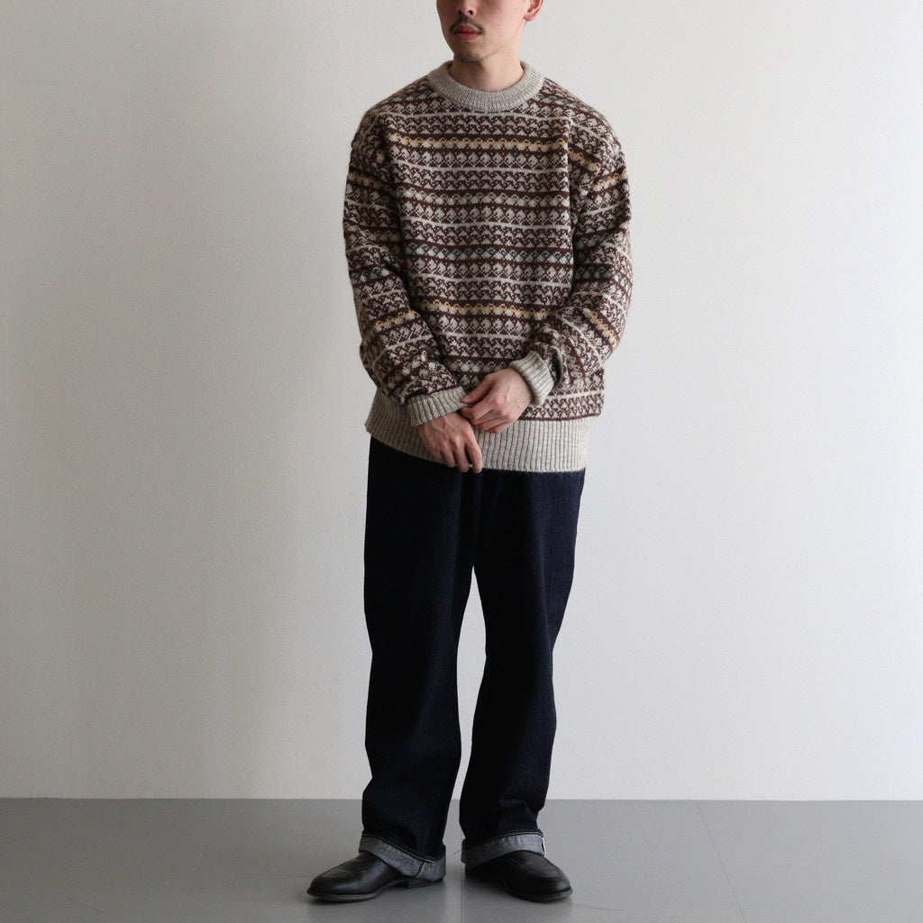 FAIR ISLE SWEATER #BEIGE [PMAS-KN05]