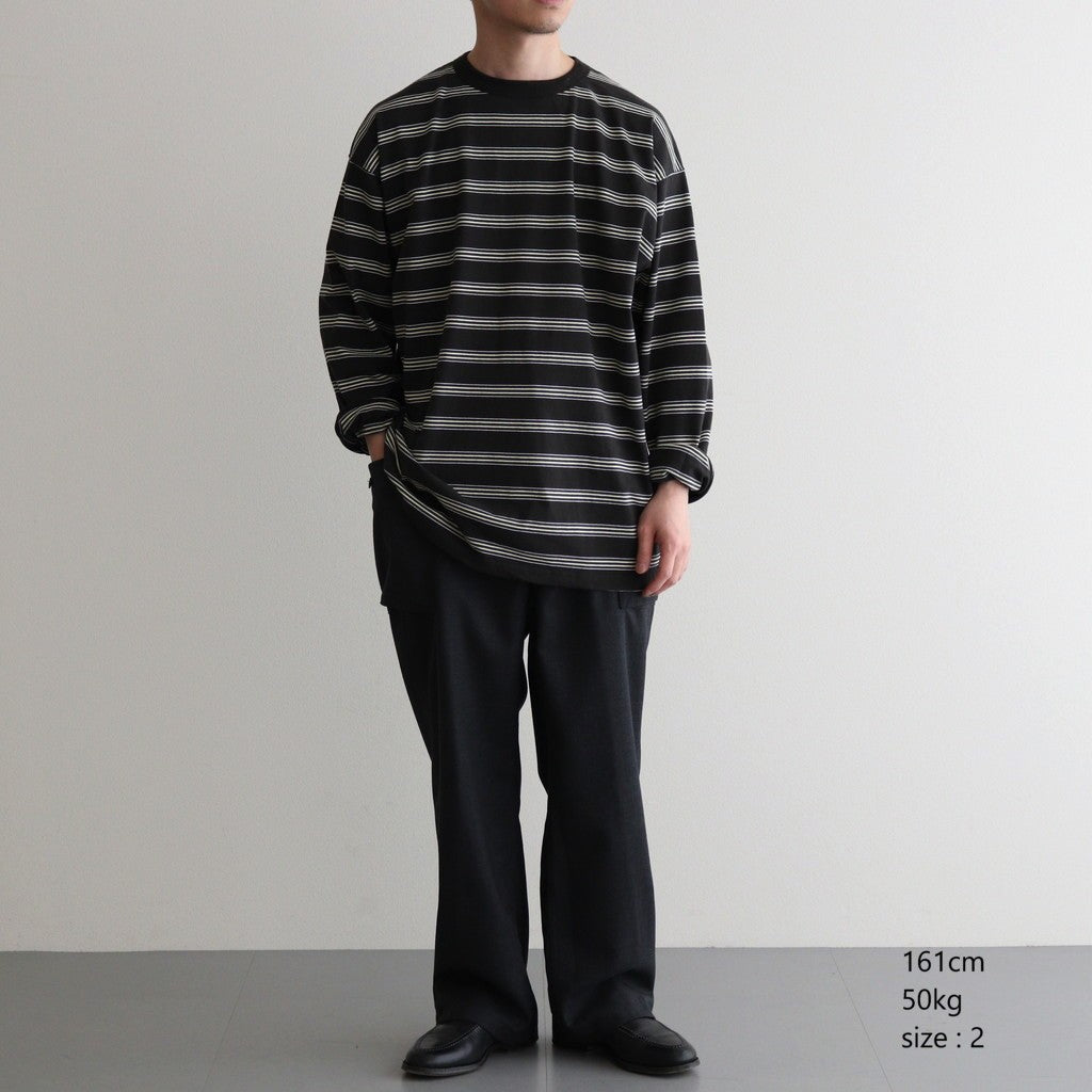 BORDER LONG SLEEVE TOP #GRAPHITExYELLOW [PMAT-CL02]