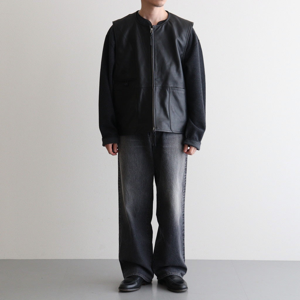 WORK VEST #BLACK [V-09-C-COW-4]