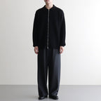 SOLID WOOL RIB POLO ZIP UP CARDIGAN #BLACK [BN-25FM-044]