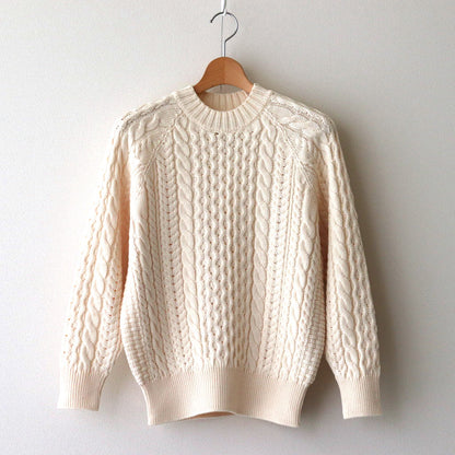 SOLID WOOL ARAN CREW NECK #IVORY [BN-24FL-035]