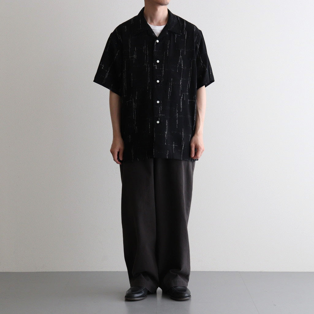 ORIGINAL PRINTED OPEN COLLAR SHIRTS (KASURI) Short-sleeve #BLACK [261OJ-SH20]