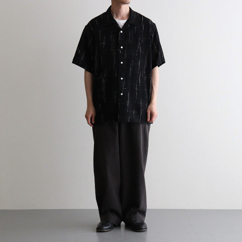 ORIGINAL PRINTED OPEN COLLAR SHIRTS (KASURI) Short-sleeve #BLACK [261OJ-SH20]